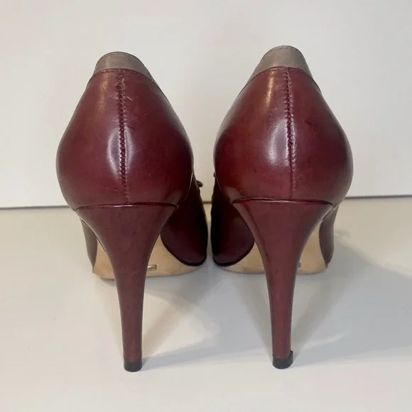 Cole Haan Dark Burgundy Victorian Leather Heels Size 6 - Picture 7 of 14